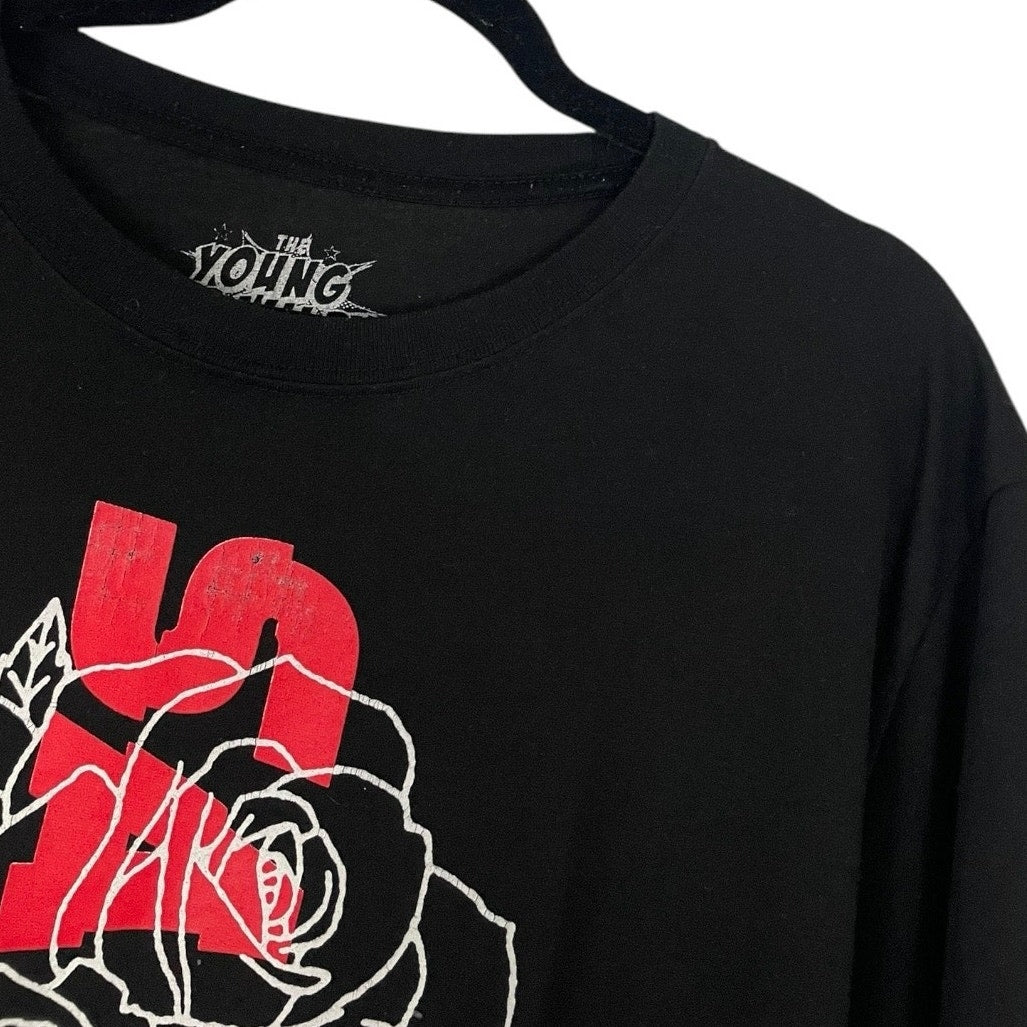 The Young & Wild! Mens Black Savage Rose Graphic Short Sleeve Tee