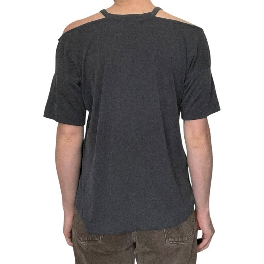 Harlowe & Graham Grey Cold Shoulder Short Sleeve Blouse
