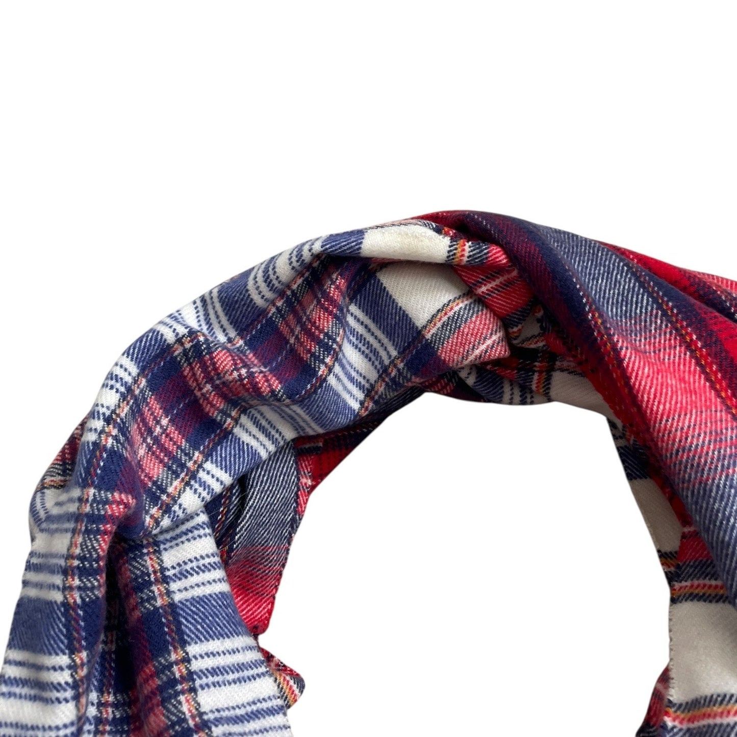 Soft Red & Blue Plaid Fringe Scarf