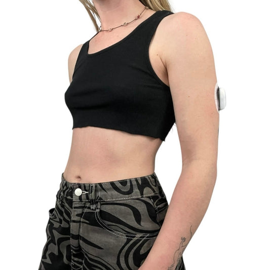 Divided by H&M Black Cropped Ribbed Tank Top