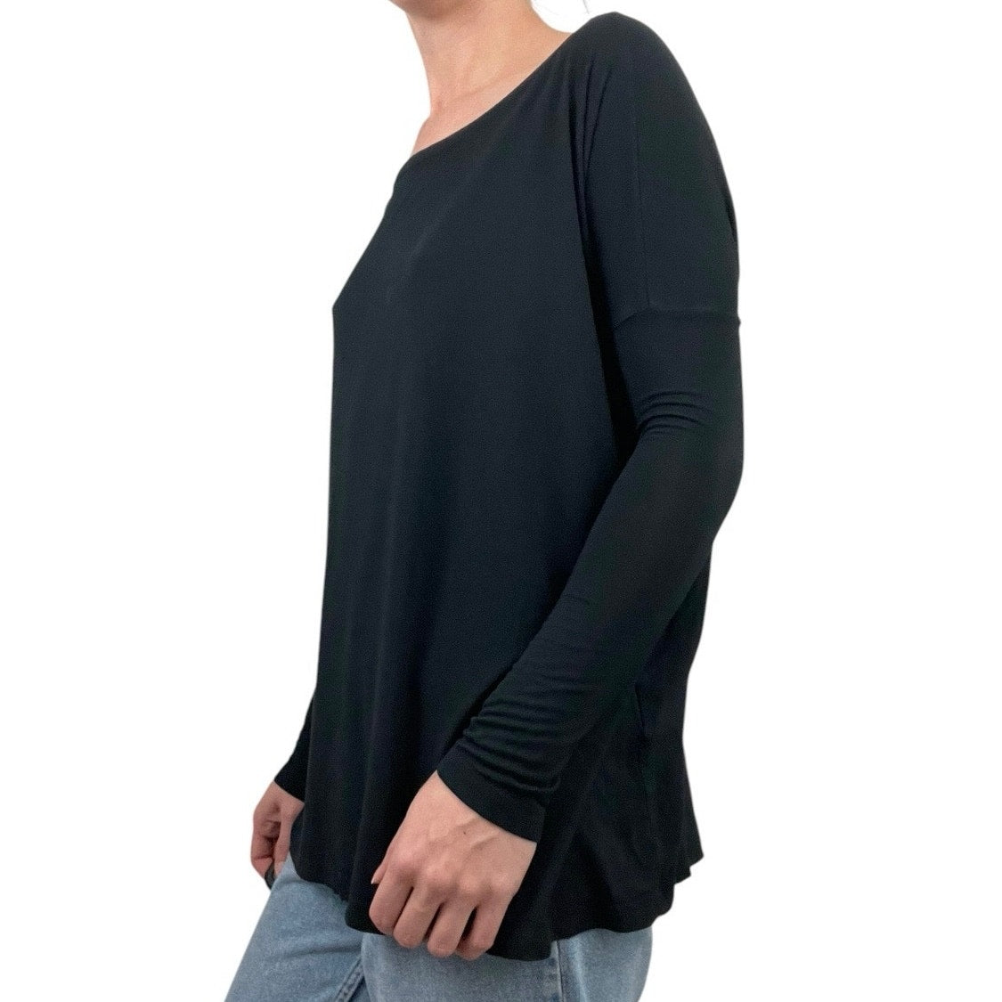 Lamixx Soft Black Long Sleeve Scoop Neck Blouse