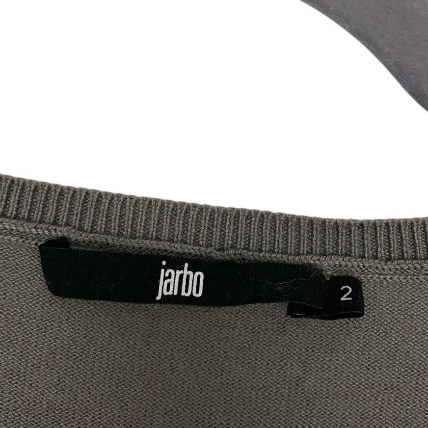 Jarbo Grey Long Sleeve V-Neck Silk & Cashmere Knit Top