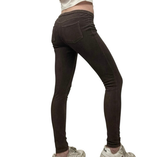 Hue Brown Corduroy Low Rise Skinny Pants