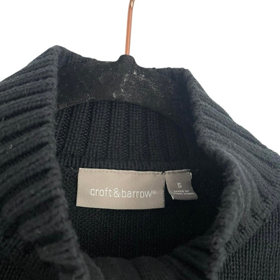 Croft & Barrow Black Knit Zip Up Jacket