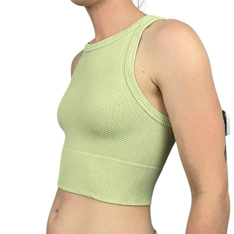 Light Green Cropped Ribbed Tank Top