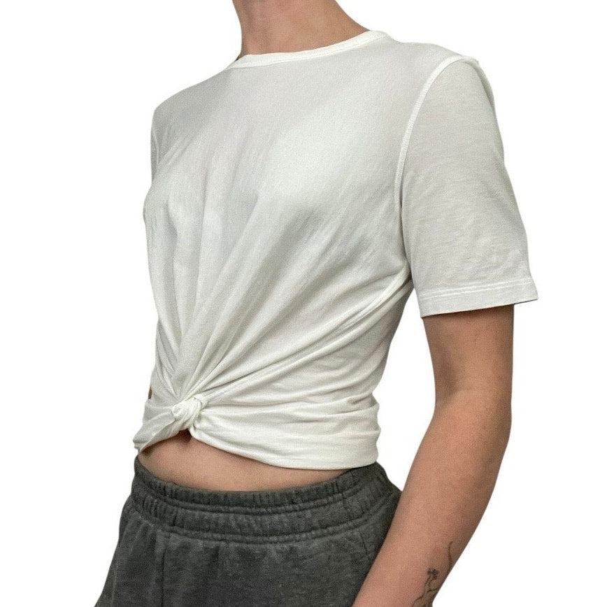 Lululemon Athletica White Short Sleeve Faux Wrap Top