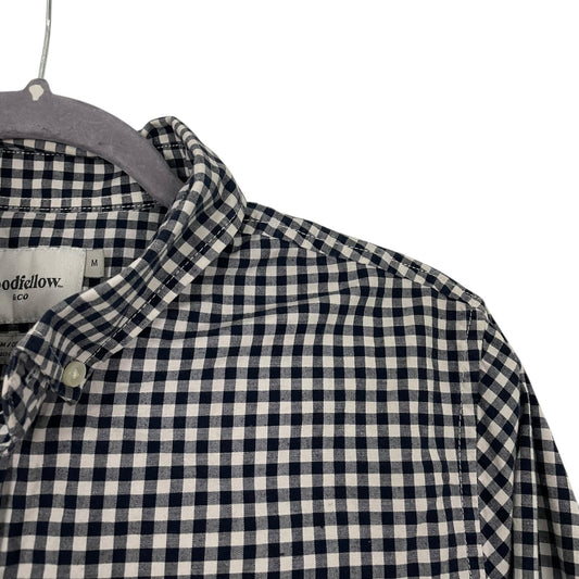 Goodfellow & Co Mens Navy & White Gingham Slim Fit Button Down Shirt
