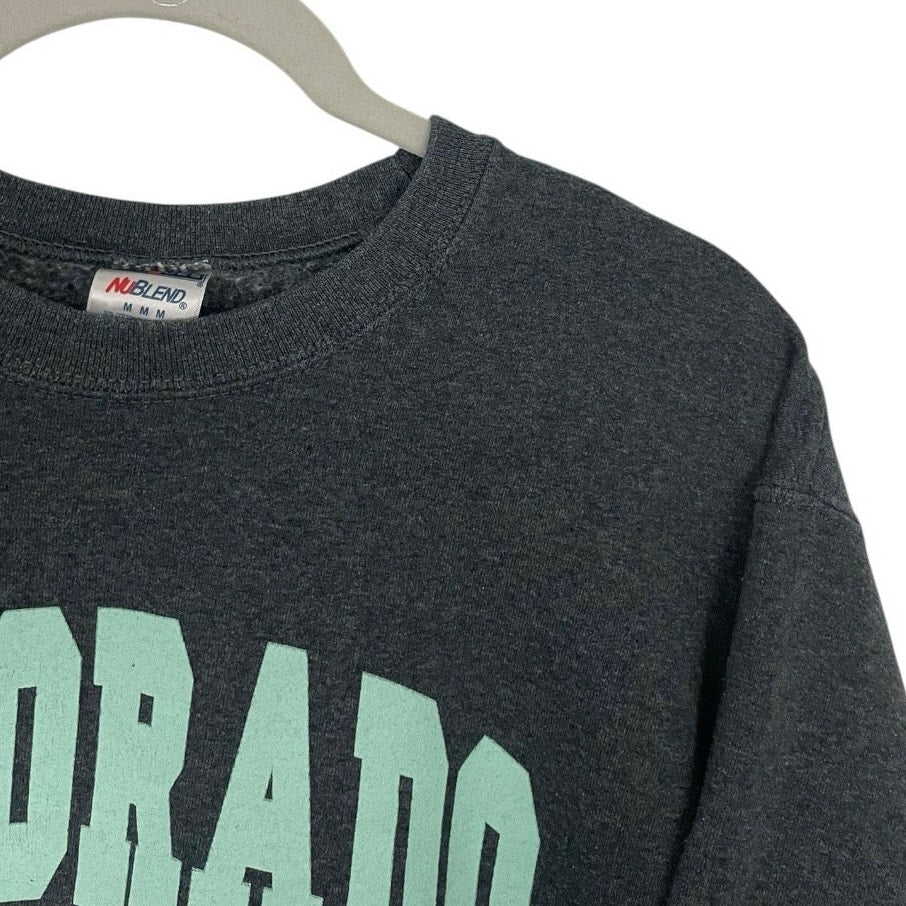 Jerzees NuBlend Grey & Blue Colorado RMNP Moose Graphic Sweatshirt