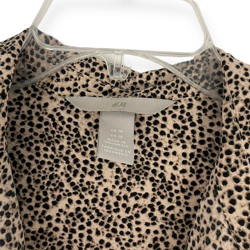 H&M Silky Cheetah Print Long Sleeve Button Down Blouse
