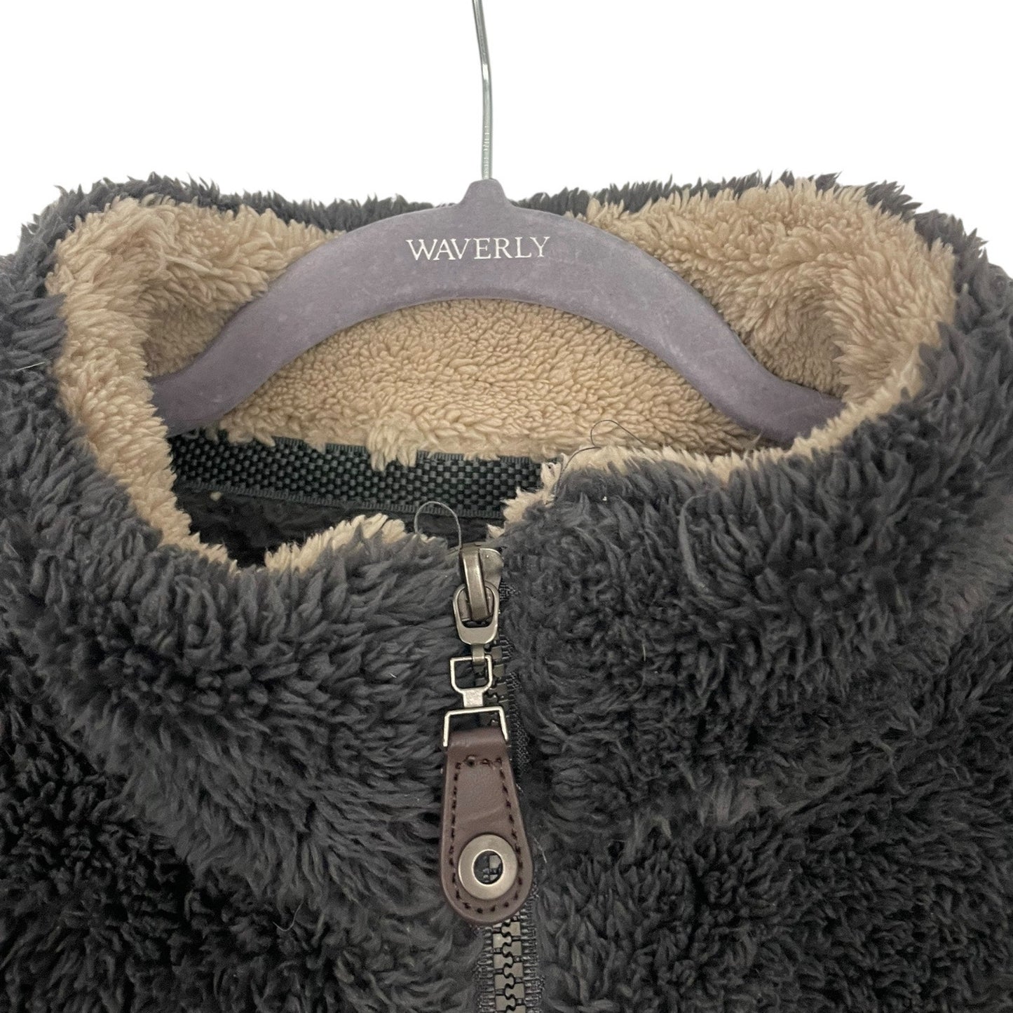 Arctic Point Vintage Fluffy Grey Faux Fur Quarter Zip