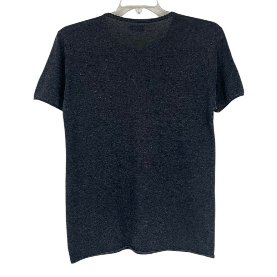 Zara Man Mens Dark Navy Blue Grey Soft Short Sleeve Tee