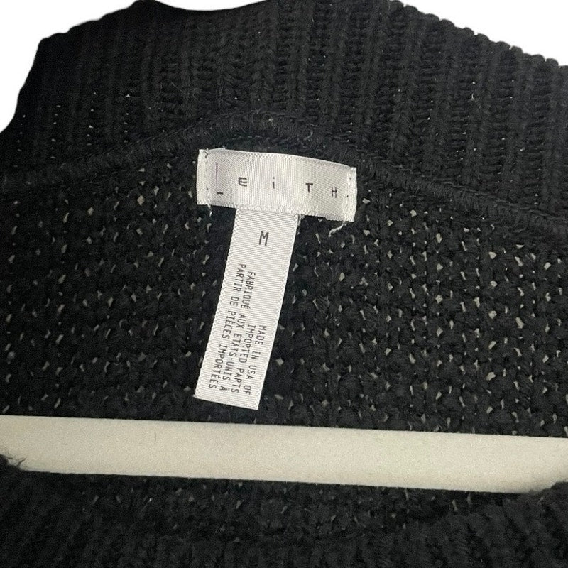 Leith Black Knit Crewneck Sweater