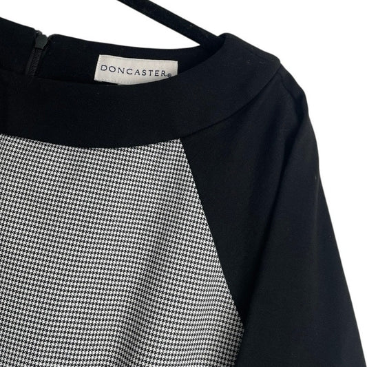 Doncaster Black & White Houndstooth Cropped Sleeve Dress