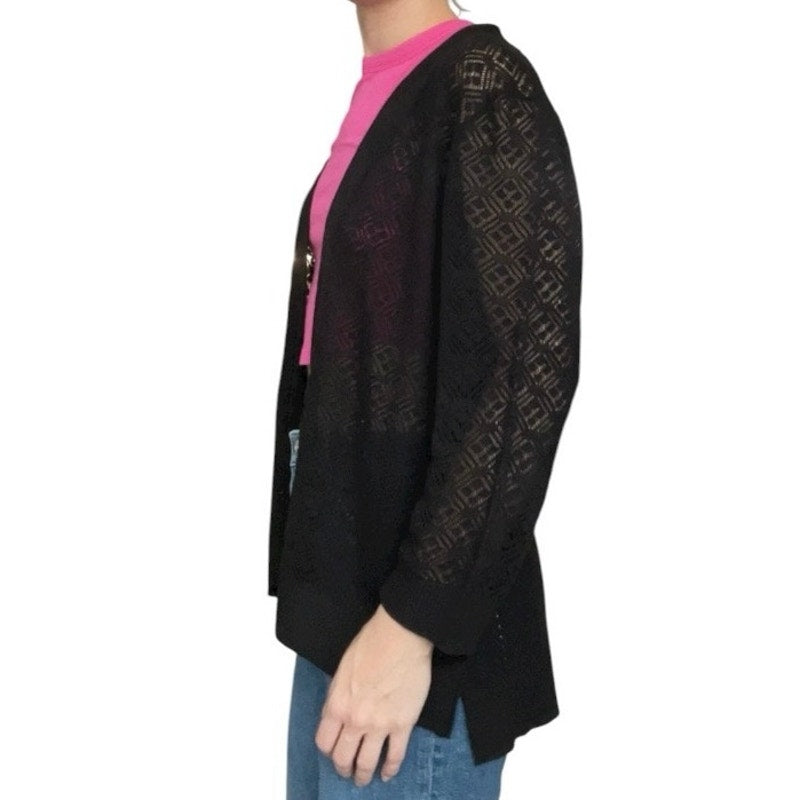Verve Ami Black Sheer Knit Cardigan Sweater