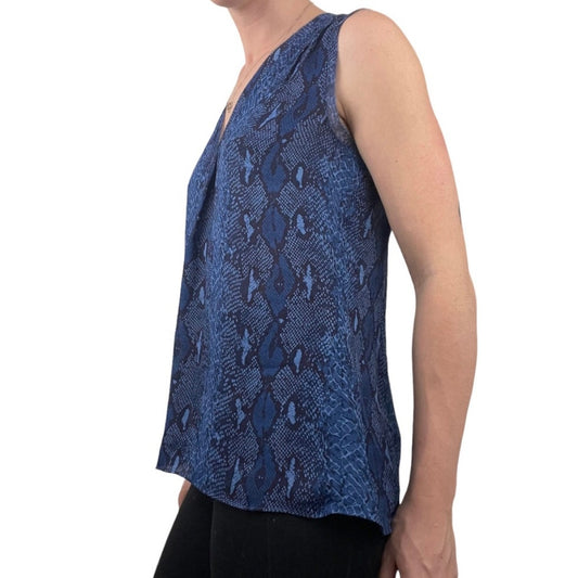 Banana Republic Blue Sheer Snakeskin Print Blouse