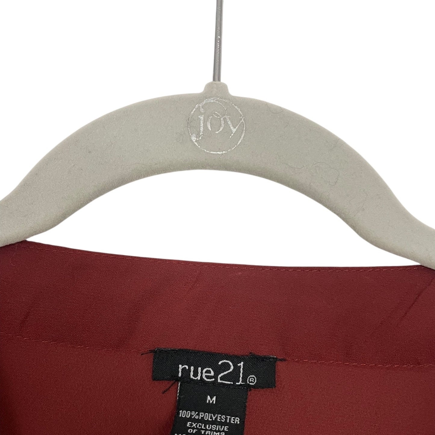 Rue 21 Burgundy Red V-Neck Long Sleeve Sheer Tie Cuff Blouse