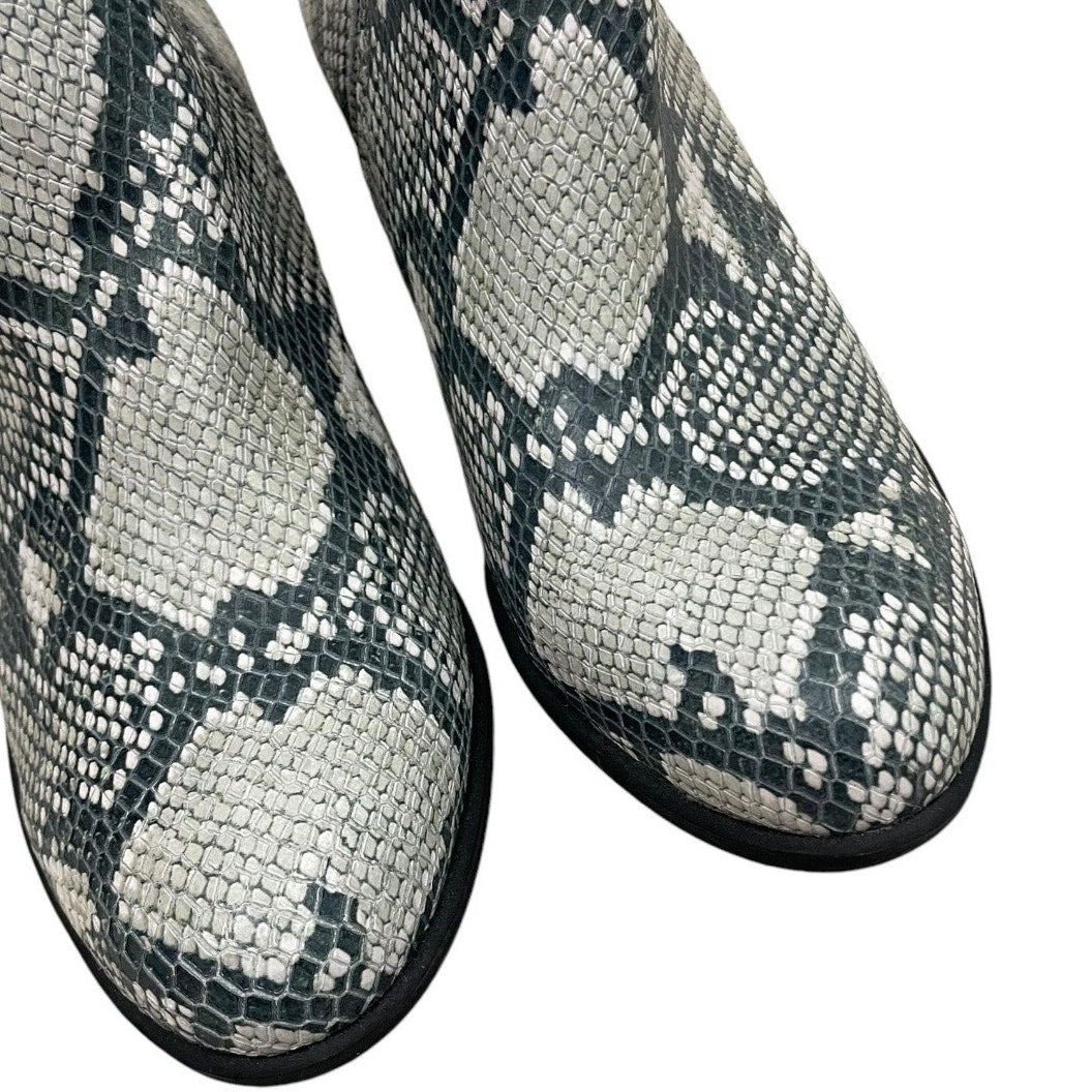 Lucky Brand Grey Snakeskin Genuine Leather Heeled Ankle Boots