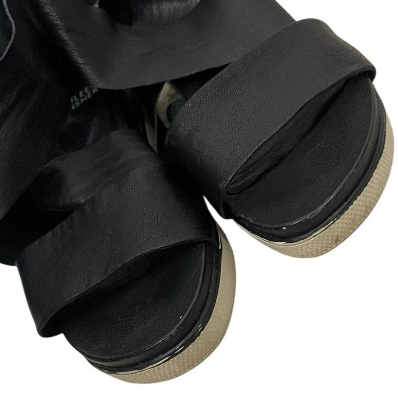 Eileen Fisher Black Faux Leather Strappy Open Toe Platform Sandals
