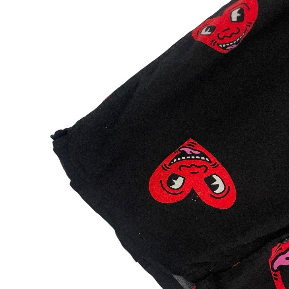Keith Haring Black & Red Heart Short Sleeve Button Down Shirt