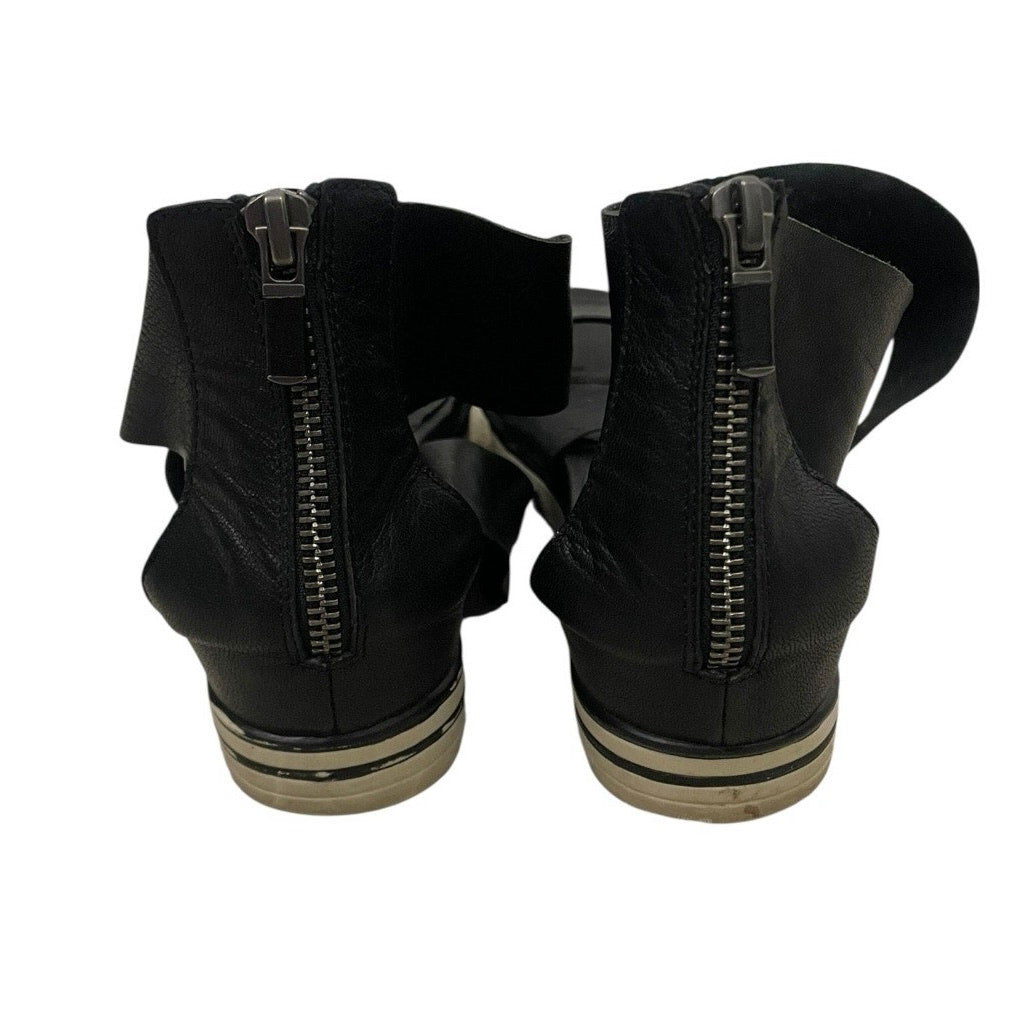 Eileen Fisher Black Faux Leather Strappy Open Toe Platform Sandals