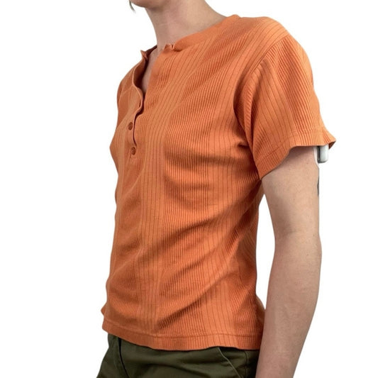 Cabela's Orange Ribbed Short Sleeve Top