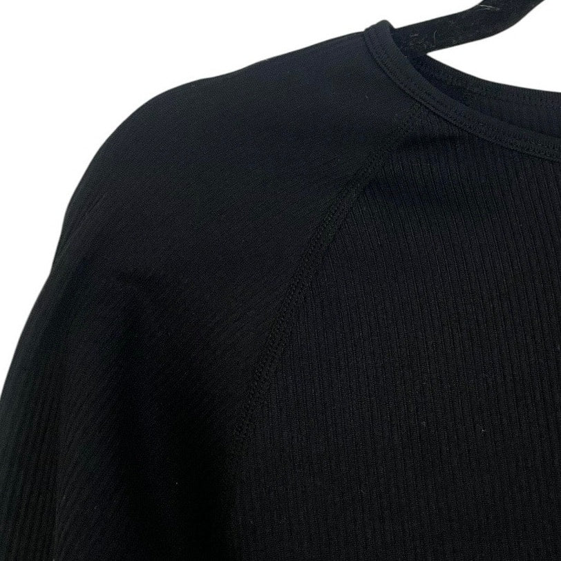 Black Ribbed Cropped Long Sleeve Stretchy Top
