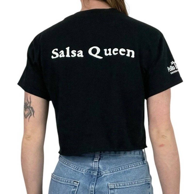 Salsa Queen Cropped Black Short Sleeve Graphic Tee