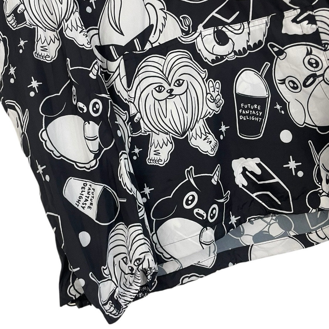 Future Fantasy Delight Black and White Windbreaker Hoodie Quarter Zip