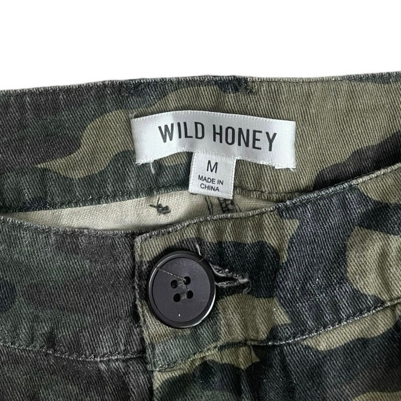 Wild Honey Green Camouflage Denim Mini Skirt