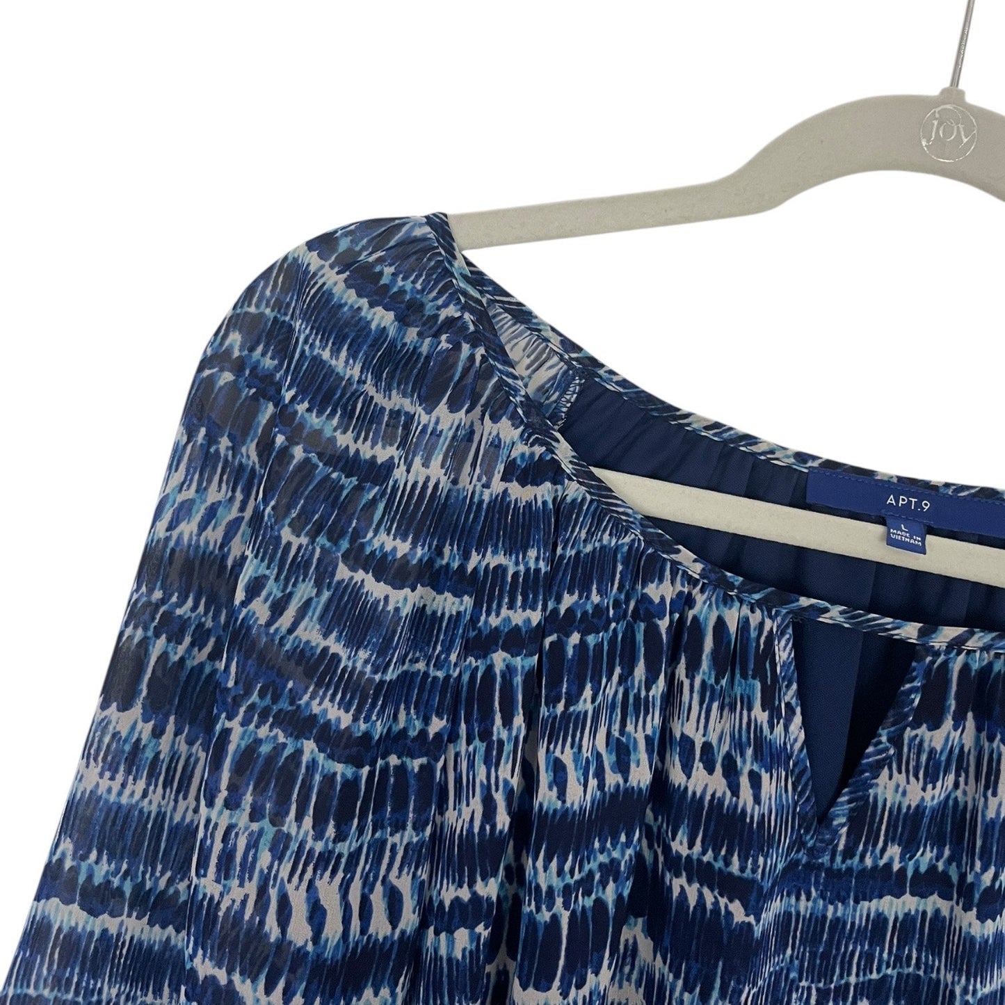 Apt. 9 Blue & White Sheer Long Bell Sleeve Blouse