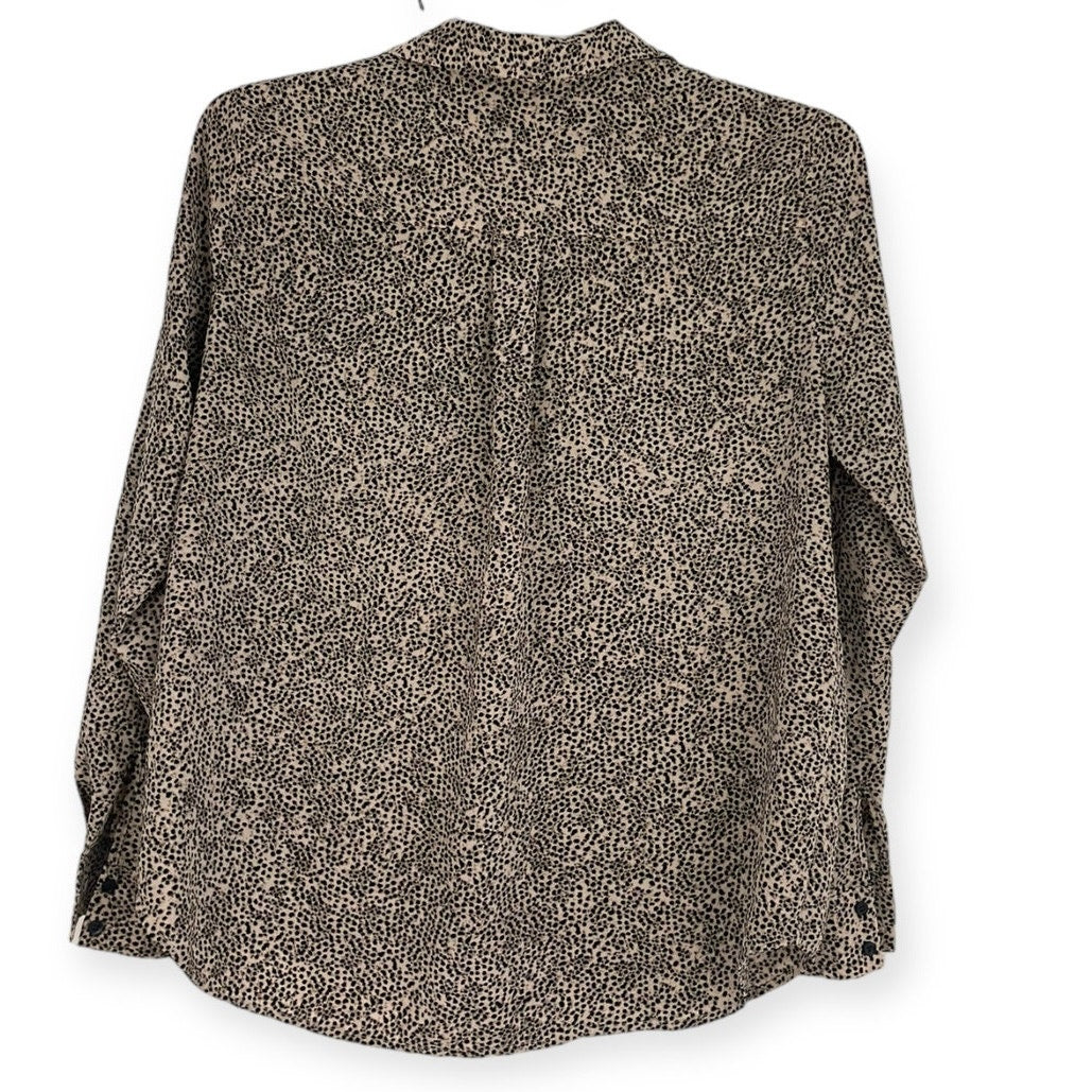 H&M Silky Cheetah Print Long Sleeve Button Down Blouse