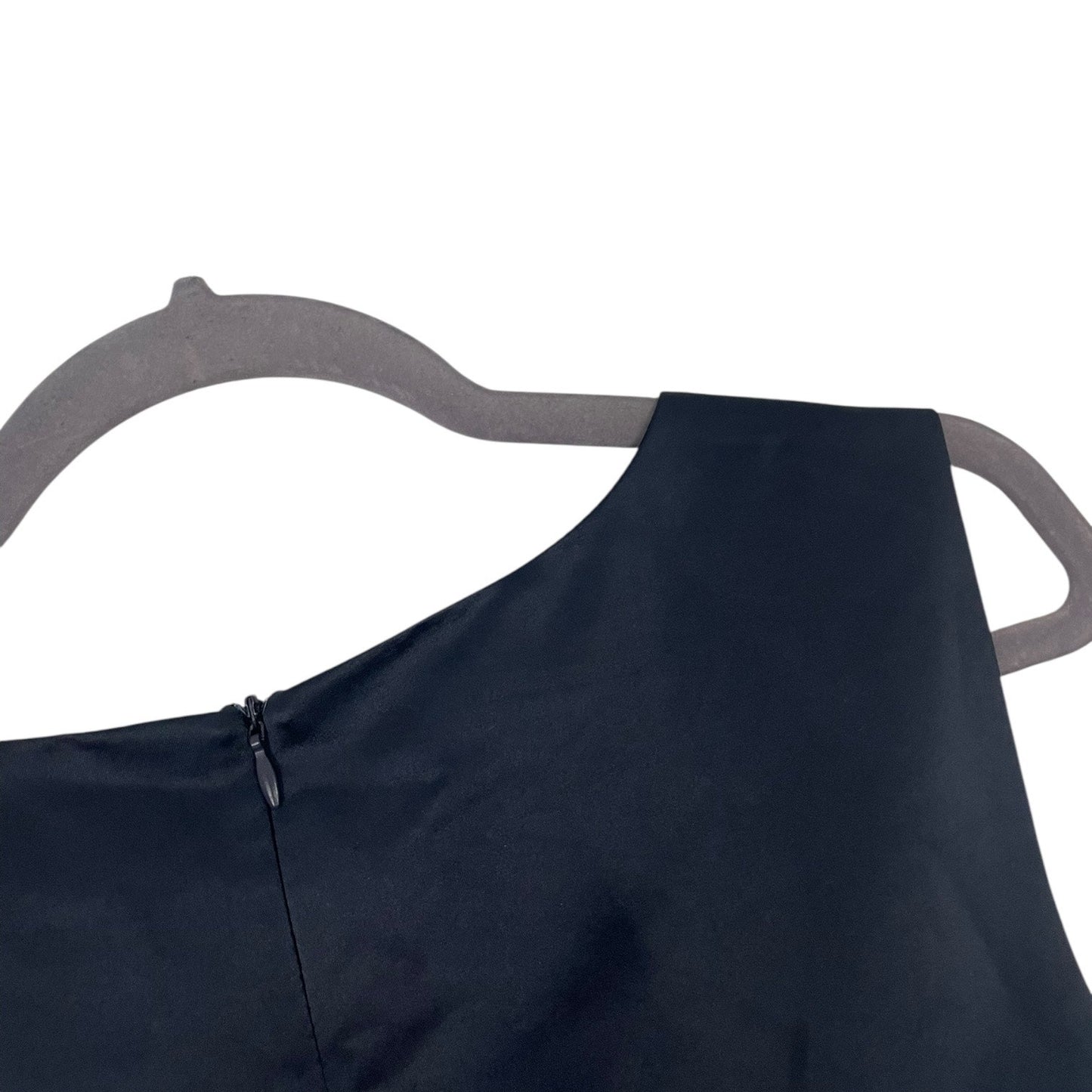 Liza Luxe Silky Navy Blue A-Line V-Neck Mini Dress