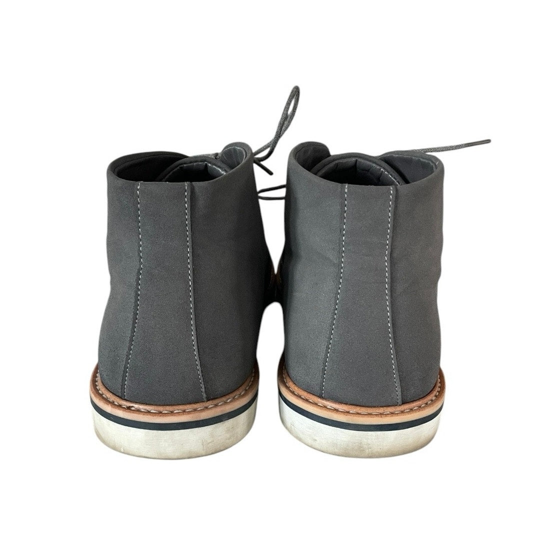 Madden by Steve Madden Mens Grey Faux Suede Lace Up High Top Dress Shoes
