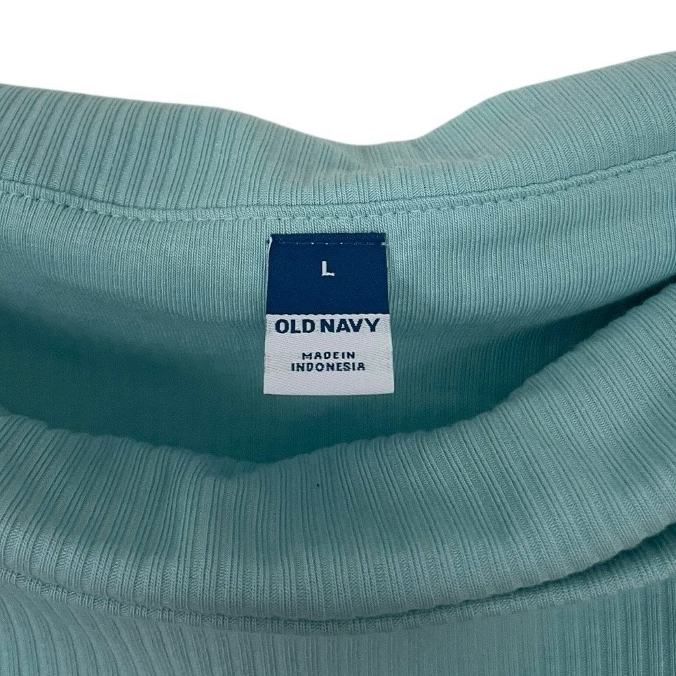 NWT Old Navy Blue Off the Shoulder Foldover Ribbed Blouse