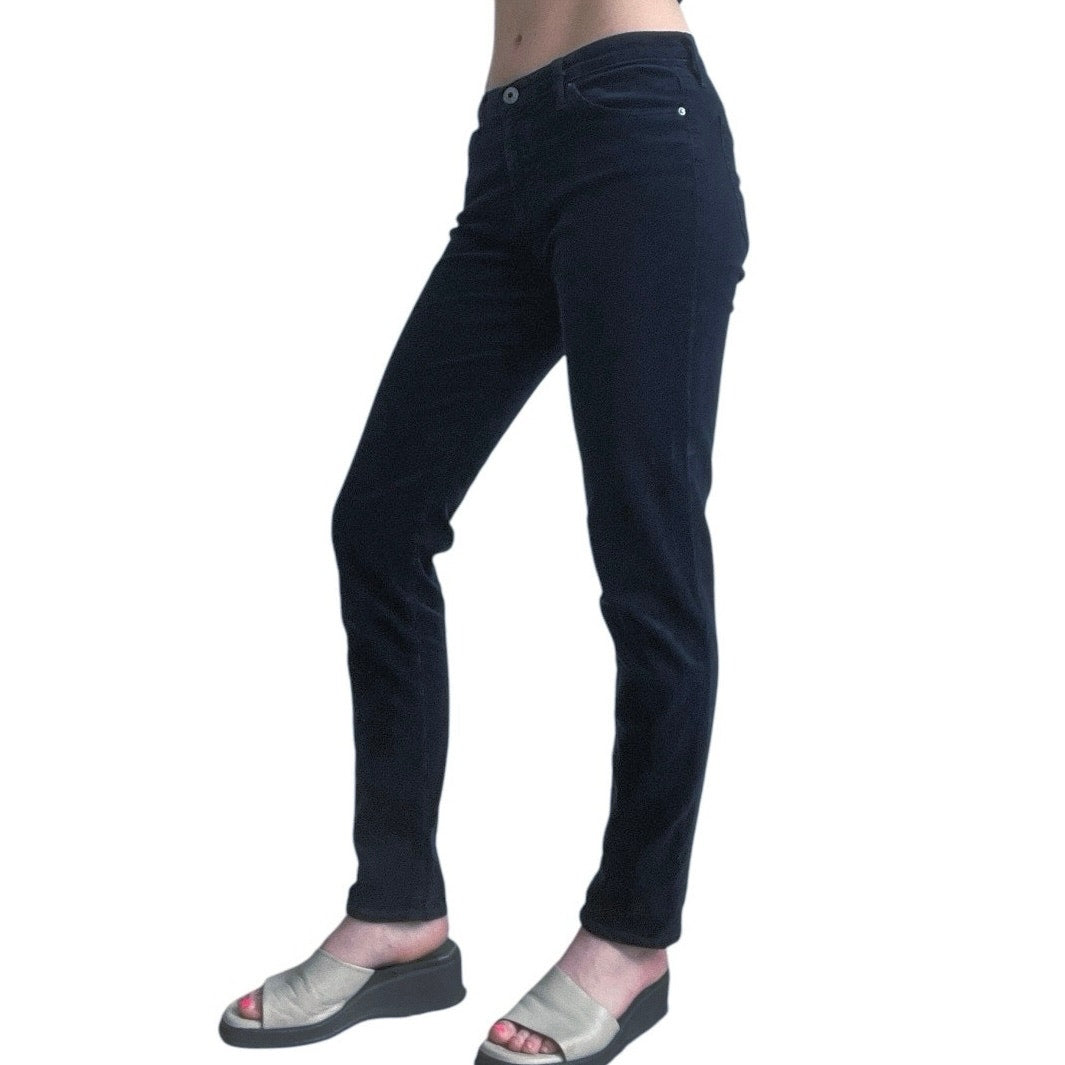 Ag Adriano Goldschmied The Prima Mid-Rise Cigarette Navy Blue Corduroy Pants
