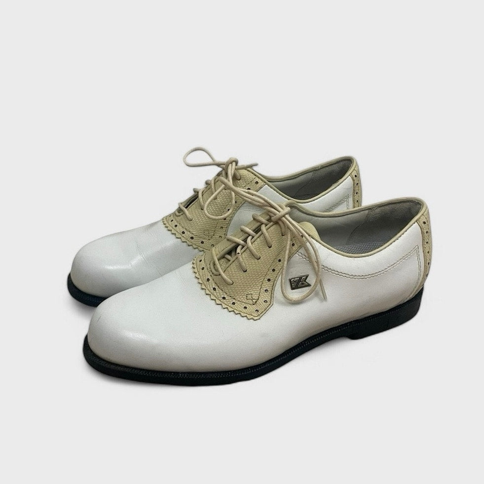 Cutter & Buck Leather White and Cream Lace Up Golf Shoes