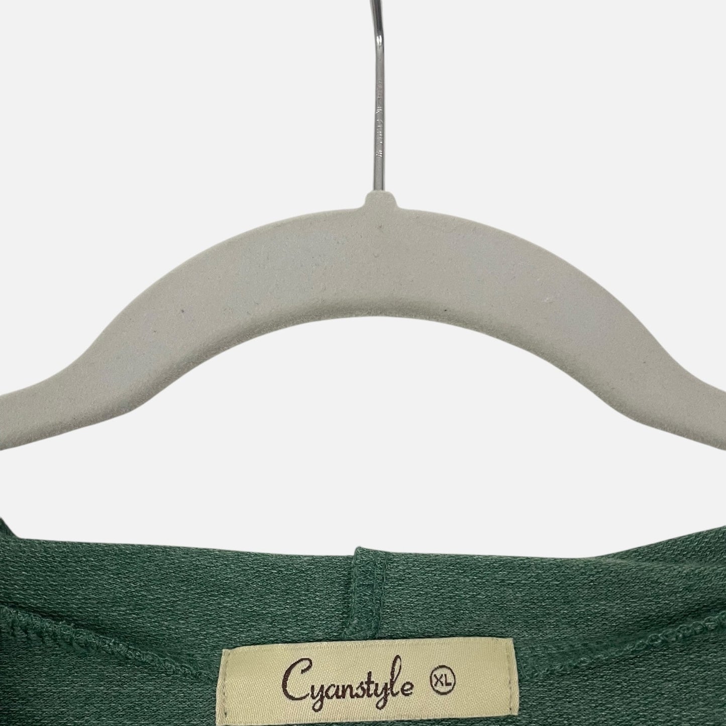 Cyanstyle Green Ruched Side Tie Henley Hoodie