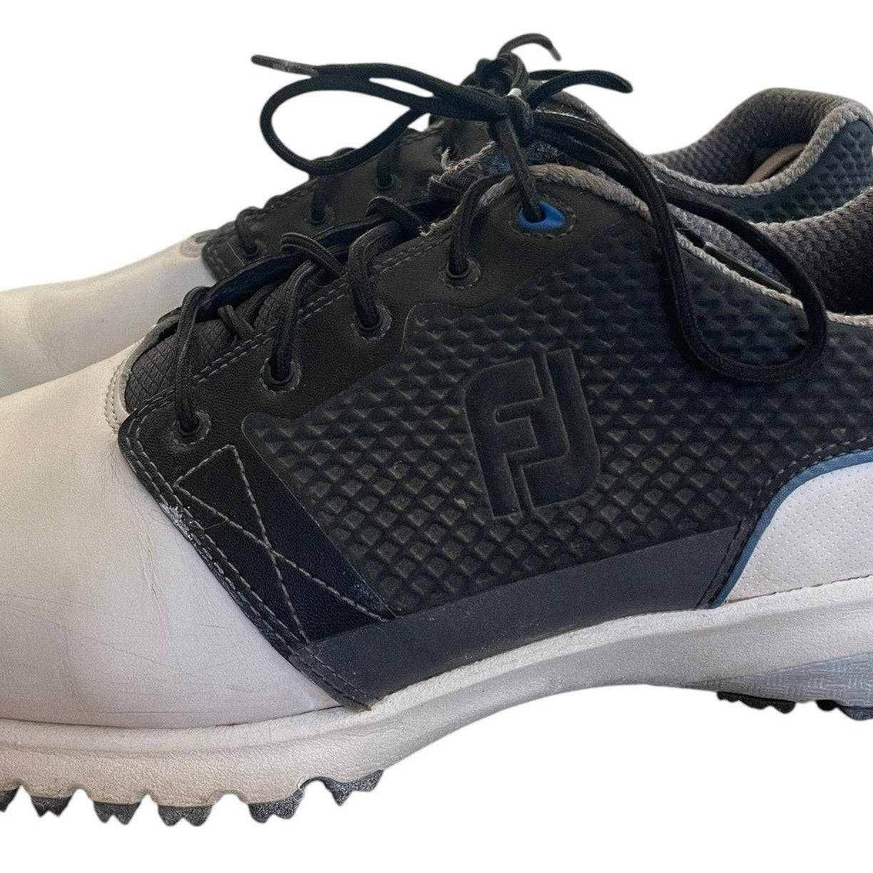 Footjoy Mens Black & White Contour Fit Softspikes Golf Shoes