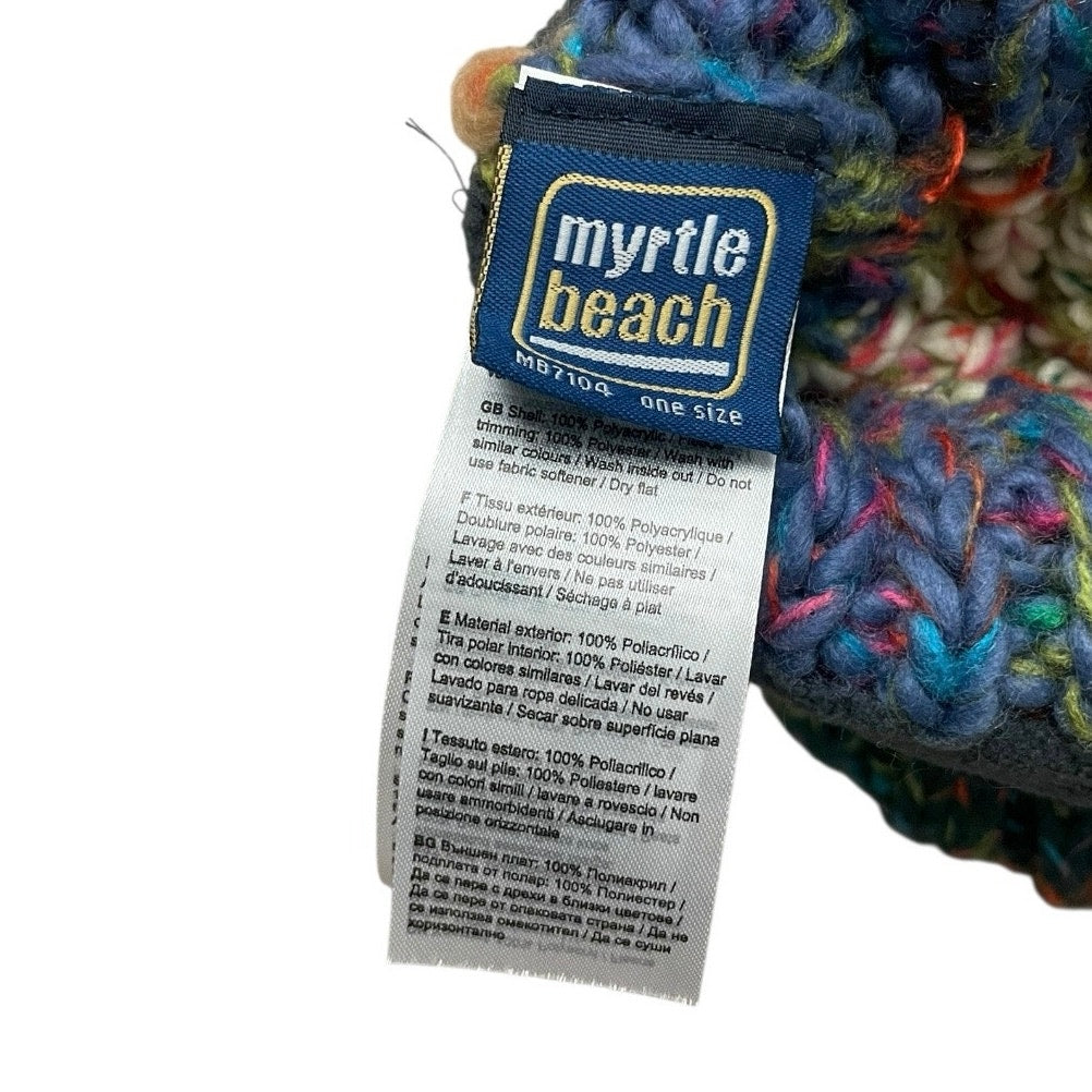 Myrtle Beach Colorful Cable Knit Pom Pom Beanie Hat
