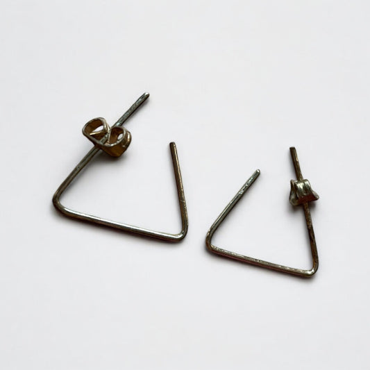 Vintage Gold Triangle Pendant Earrings