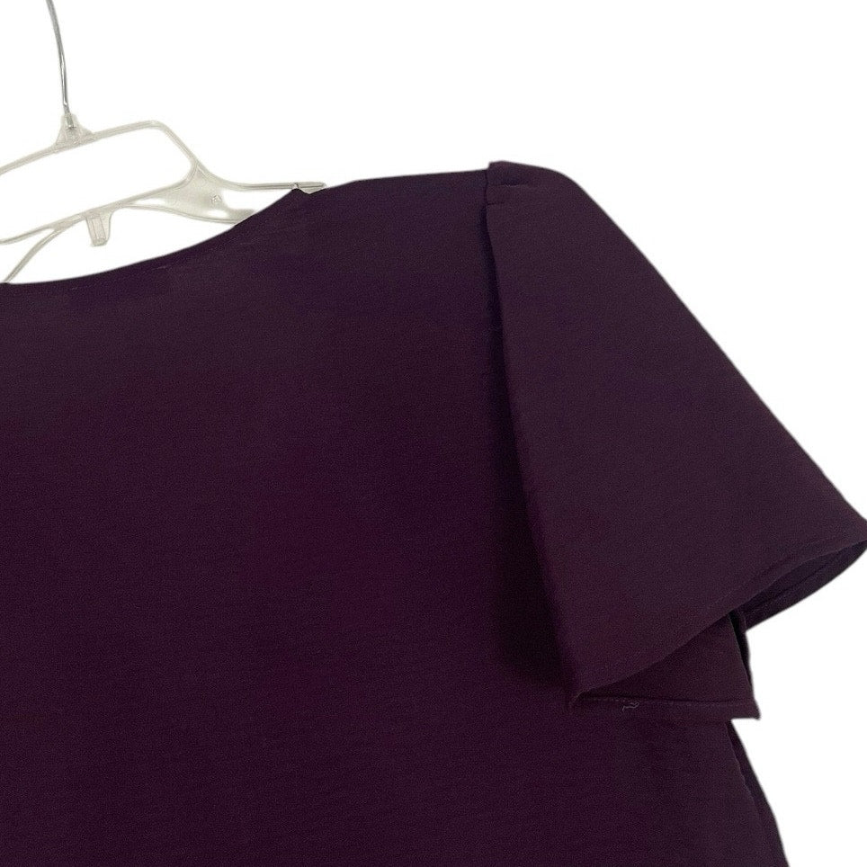 Calvin Klein Plum Maroon Short Bell Sleeve Button Down Blouse