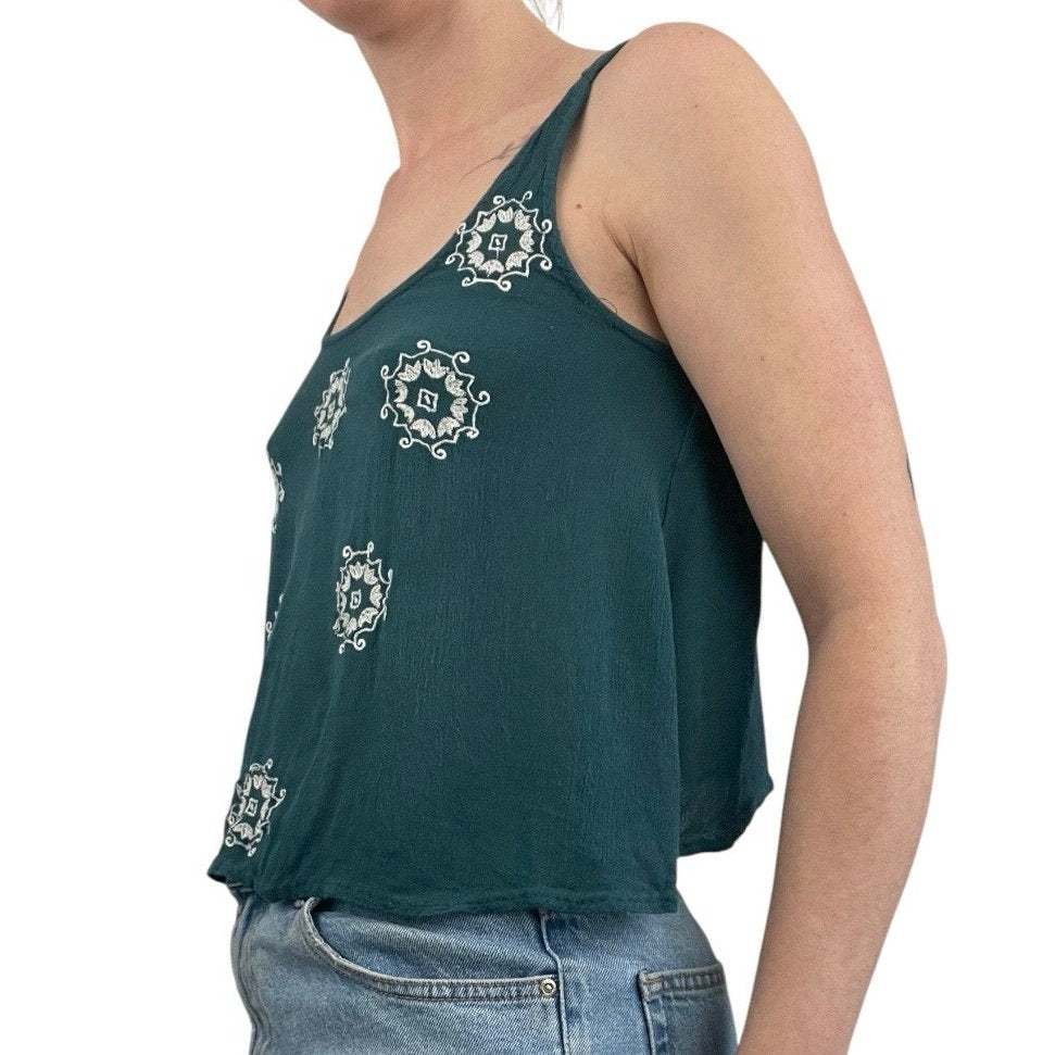 L.A. Hearts Teal Boho Embroidered Tank Top