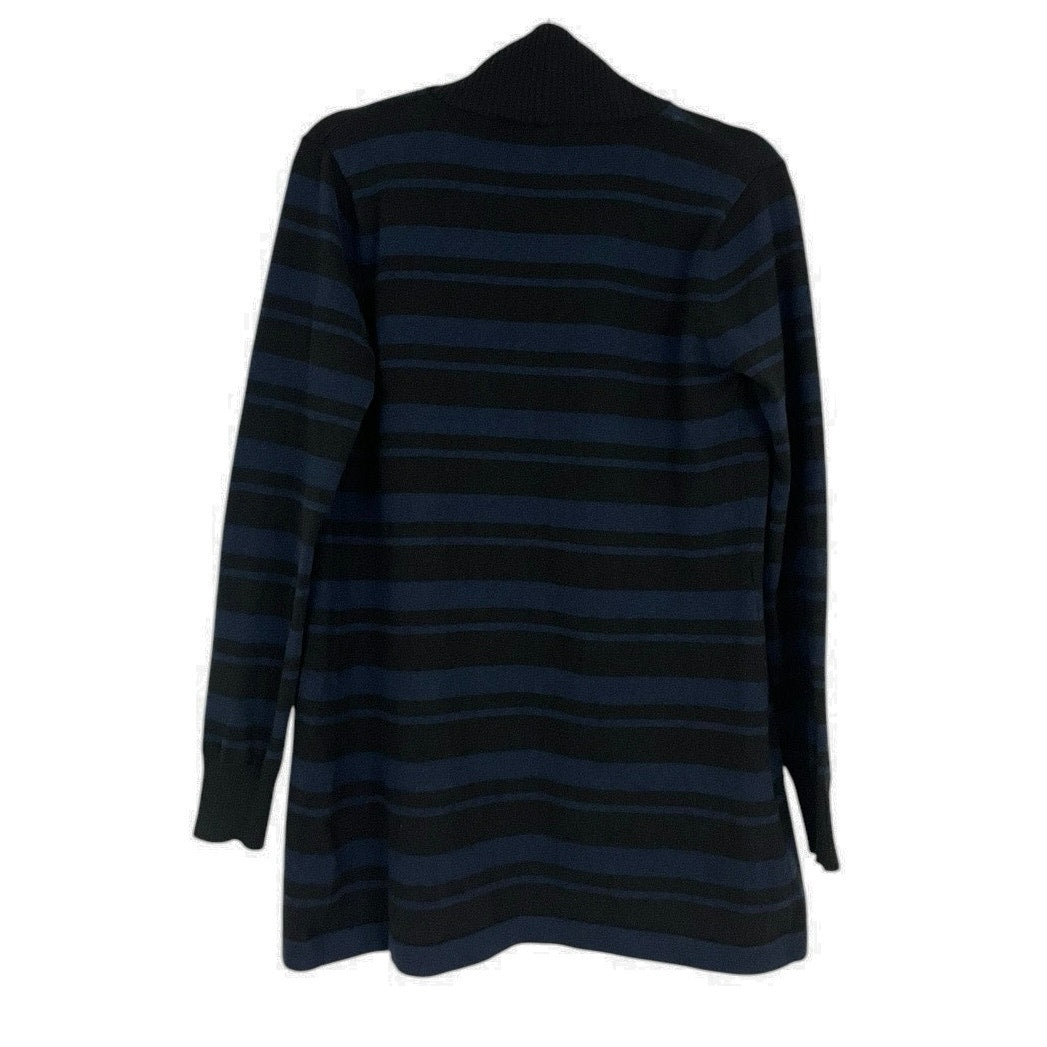 Metaphor Navy Blue and Black Striped Knit Cardigan Sweater