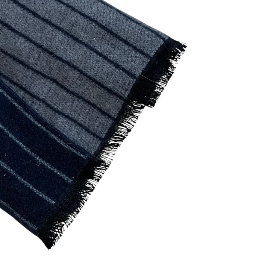 Save the Ocean Apparel Co. Navy Blue Striped Silk Knit Scarf