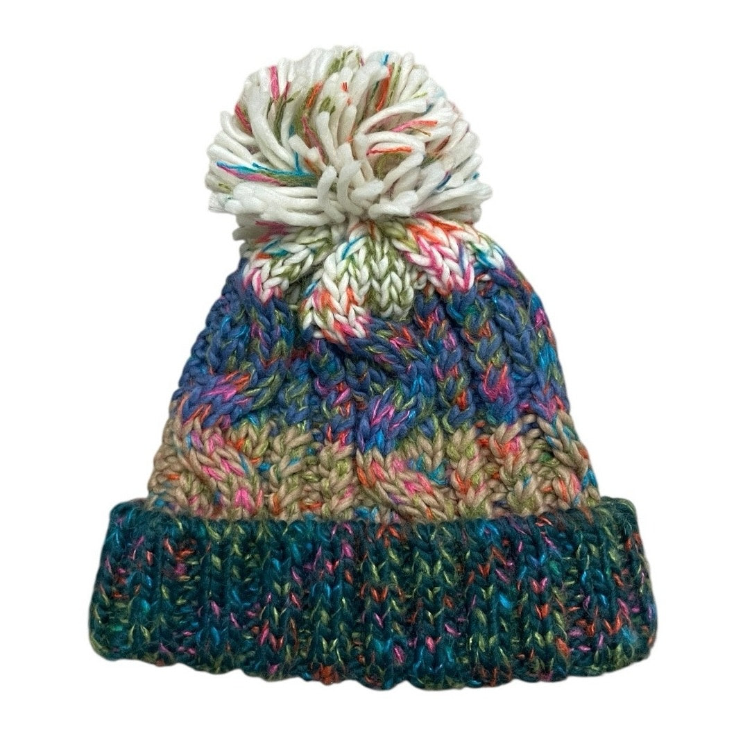 Myrtle Beach Colorful Cable Knit Pom Pom Beanie Hat