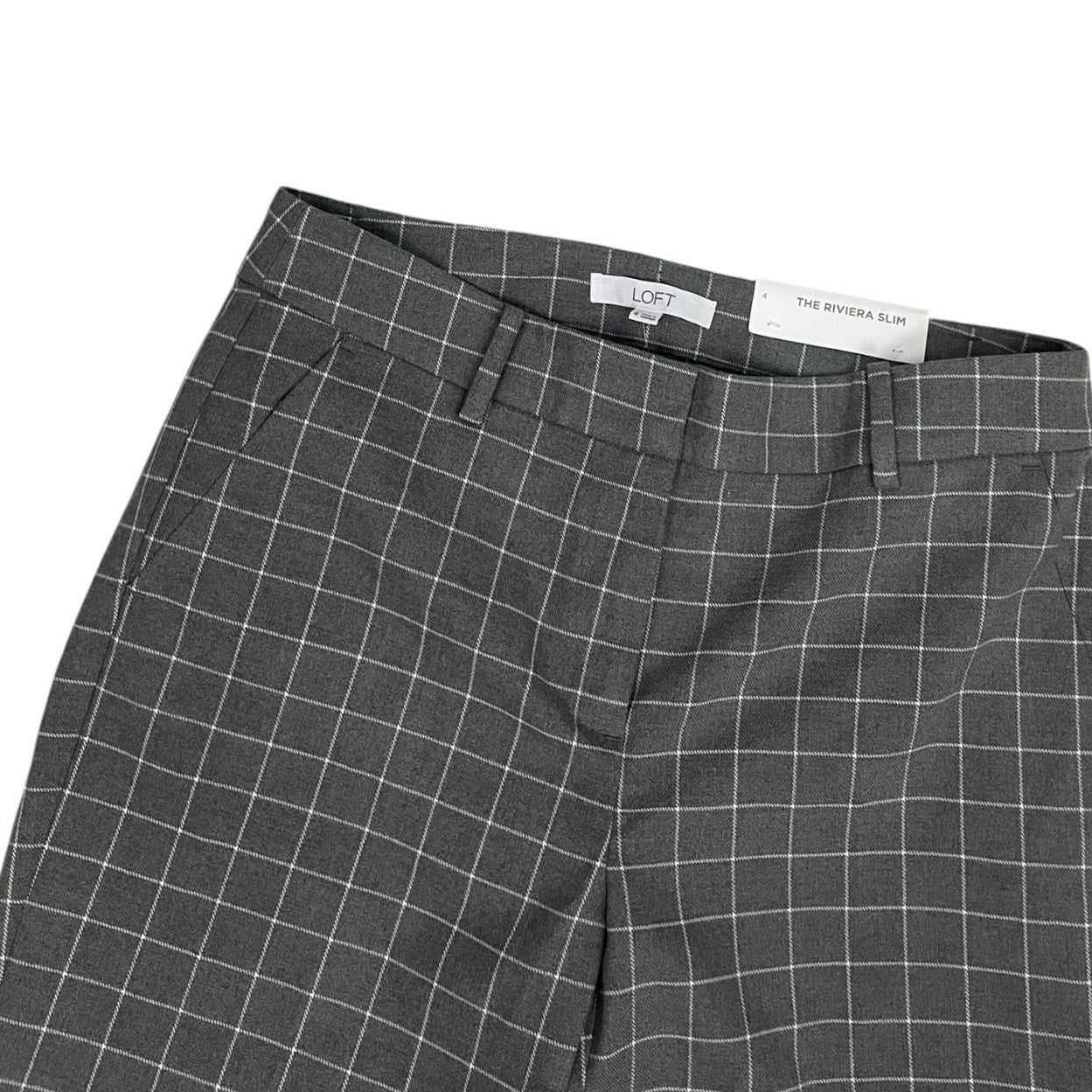 NWT LOFT The Riviera Slim Grey Gingham Trousers