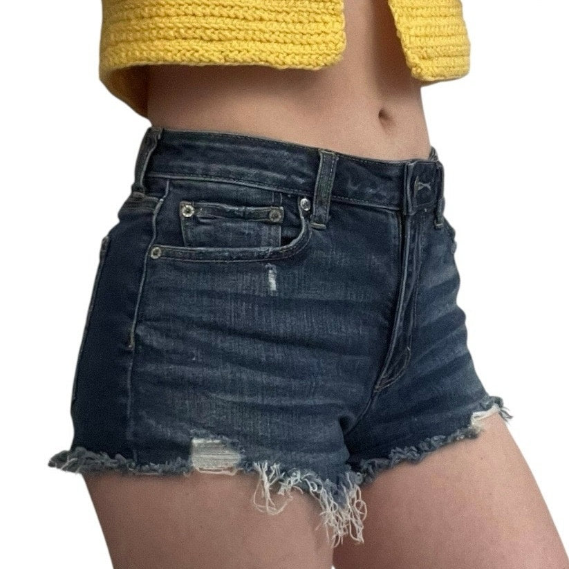 American Eagle Super Stretch X Hi-Rise Festival Distressed Mini Jean Shorts