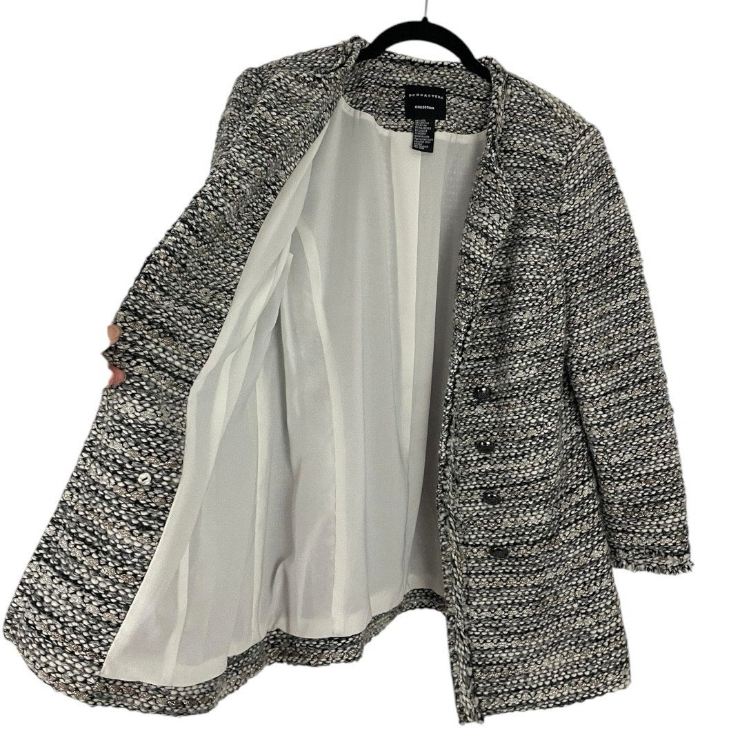 Doncaster Grey & Glittery Gold Tweed Wool Woven Button Down Jacket