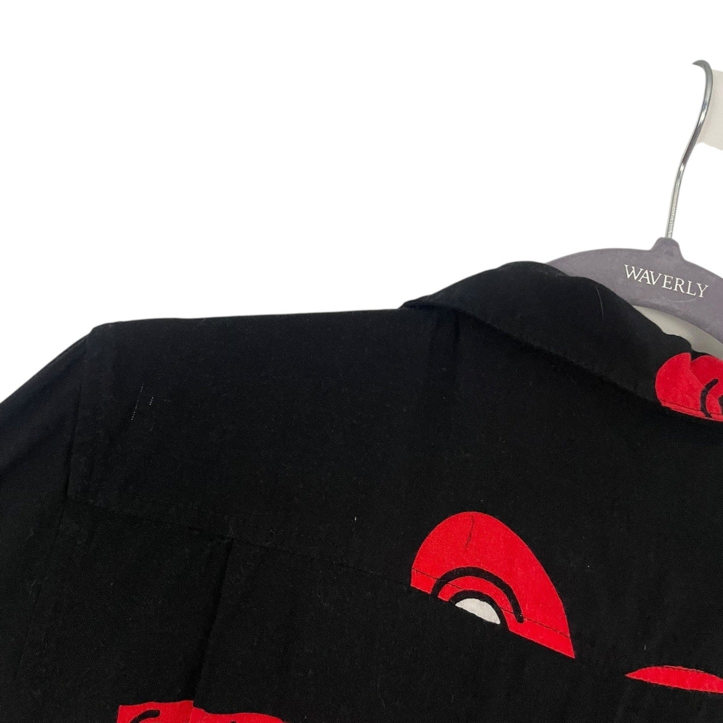 Keith Haring Black & Red Heart Short Sleeve Button Down Shirt