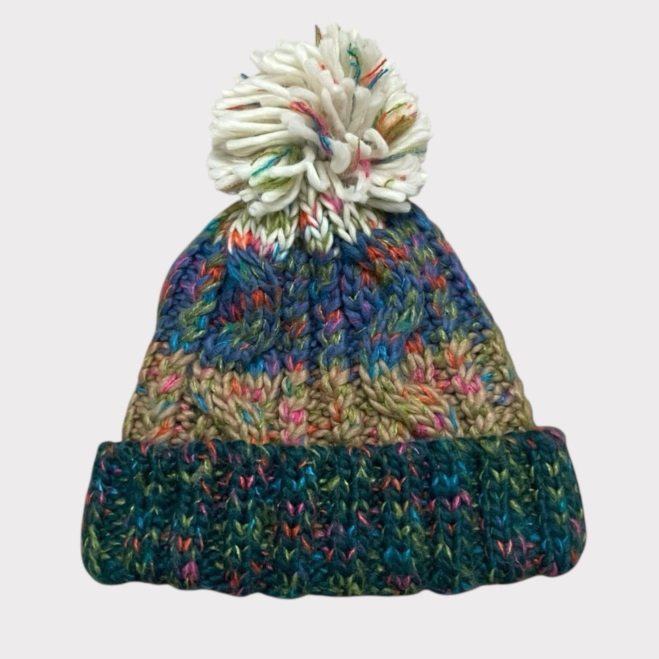 Myrtle Beach Colorful Cable Knit Pom Pom Beanie Hat